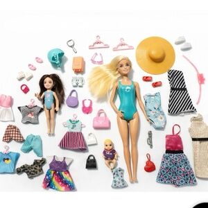 Barbie Doll Lot w/ Clothes & Accessories – 2 Dolls + Baby + Outfits & Shoes